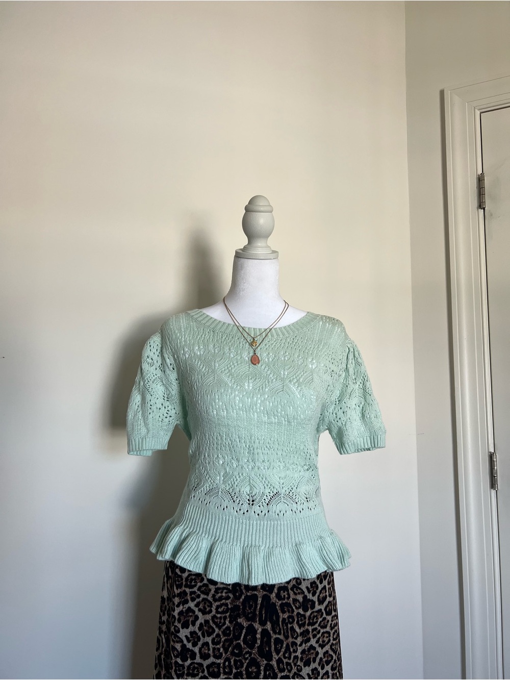 LC Lauren Conrad Mint Green Knit Peplum Top